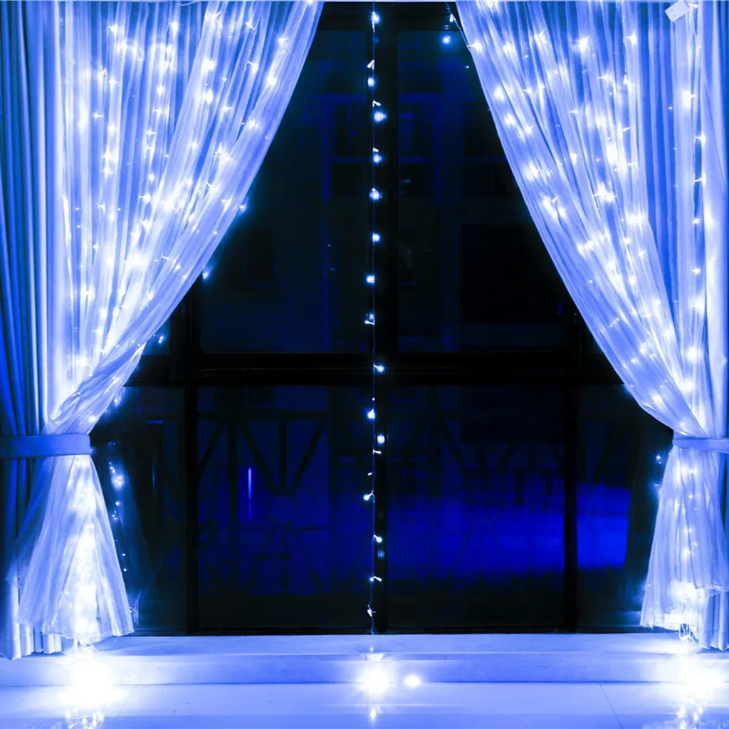 Светодиодная гирлянда на окно занавес с питанием от USB домашнее украшение день