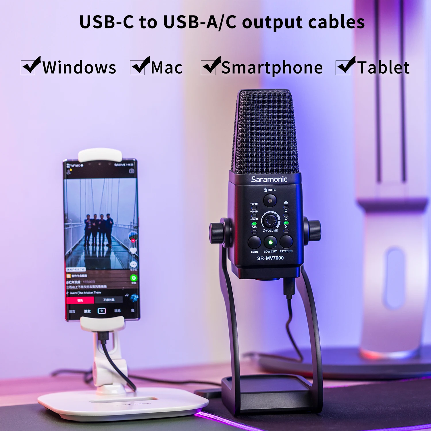 Saramonic SR-MV7000 конденсаторный USB-микрофон и разъем для монитора наушников XLR 3 5 мм
