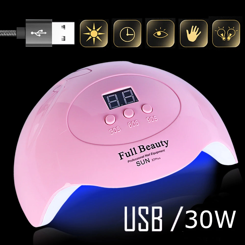 SUNX7Plus-Pink 36 Вт Светодиодная УФ-лампа для ногтей розовый синий светильник для ногтей Гель-лак для ногтей профессиональная Сушилка для ногтей двойной источник синхронизации маникюра SA1504 - Цвет: SUNX7Plus-Pink