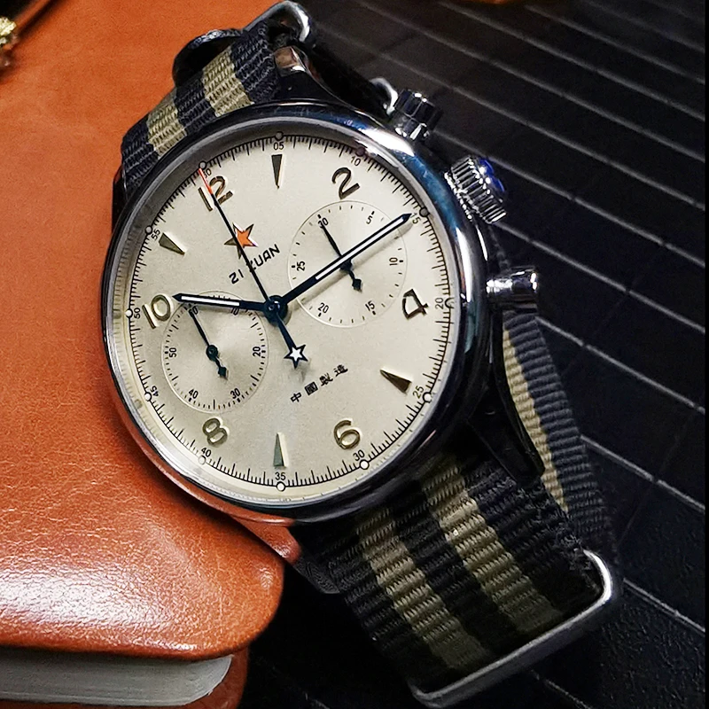 

Мужские Водонепроницаемые механические часы с хронографом и ручным ветром мужские часы Sapphire Seagull Move мужские часы t 1963 для мужчин НАТО нейлон...