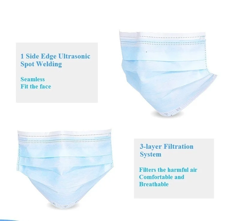 Маска 3 слойная нетканые одноразовые эластичный рот из мягкой дышащей ткани