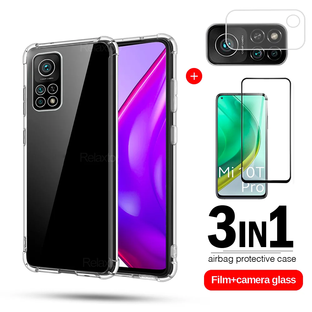 

3-в-1 защитная пленка из закаленного стекла для мобильного телефона xiao 10t lite для экрана мобильного телефона, камеры протекторы для xiaomi xiaomy 10t ...