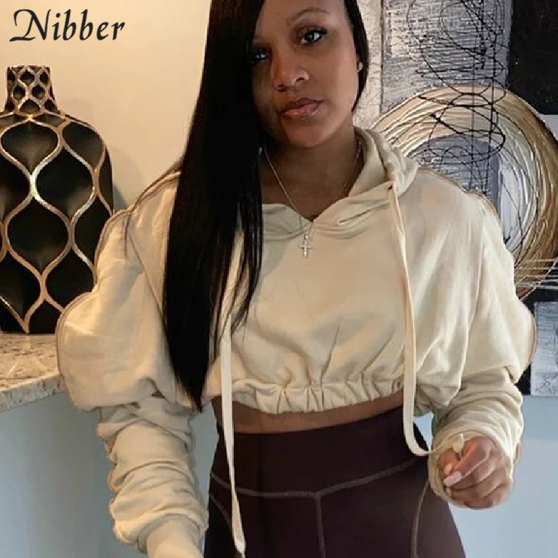 

Модные Повседневные хлопковые Толстовки Nibber, Женская весенне-осенняя Базовая уличная одежда 2020, Женский однотонные, стиль Харадзюку пулове...