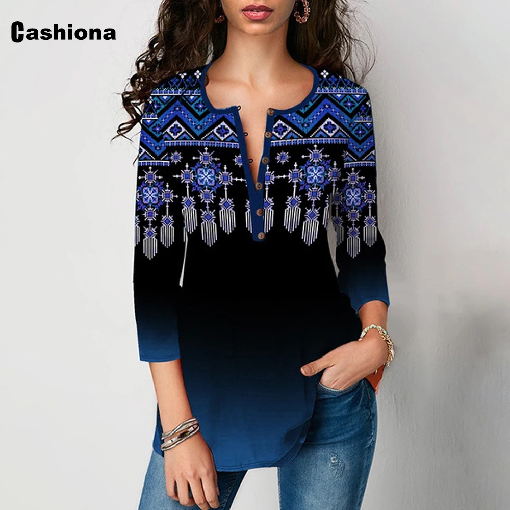 

Блузка женская с V-образным вырезом, элегантный повседневный топ в стиле бохо, свободная однобортная рубашка, лето 2020