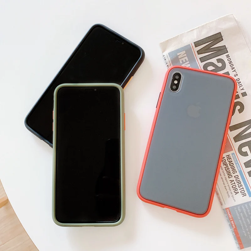 Противоударный чехол для телефона iPhone XR Xs Max X Гибридный цветной матовый