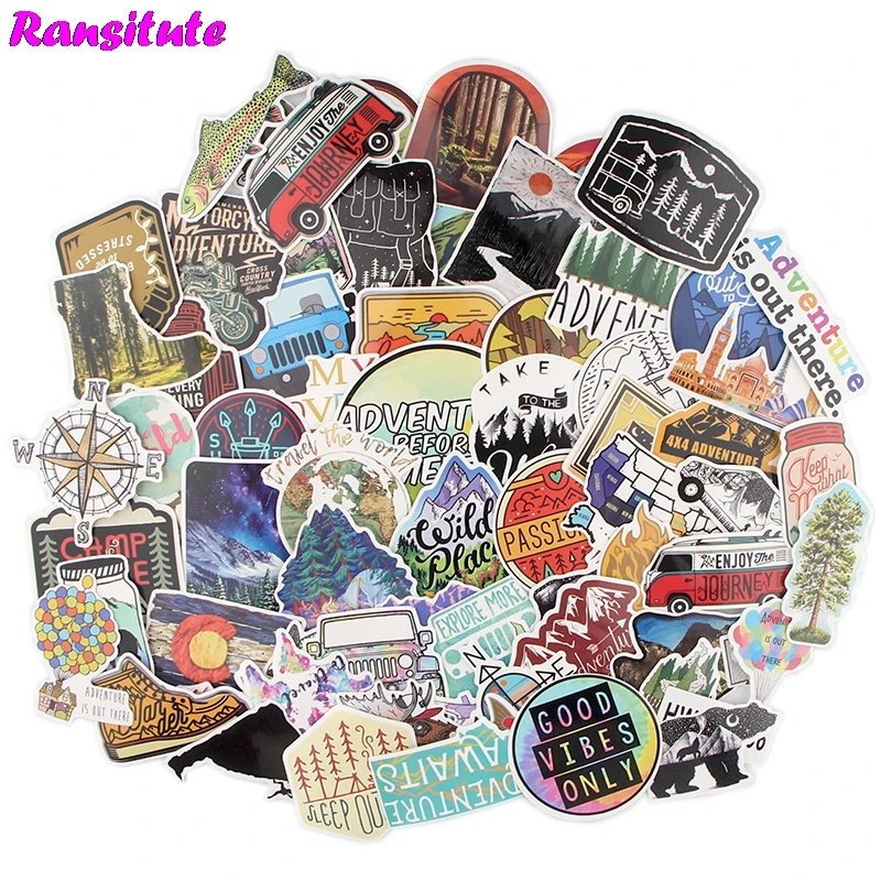 60 шт./компл. забавные детские наклейки Приключения на открытом воздухе сделай сам