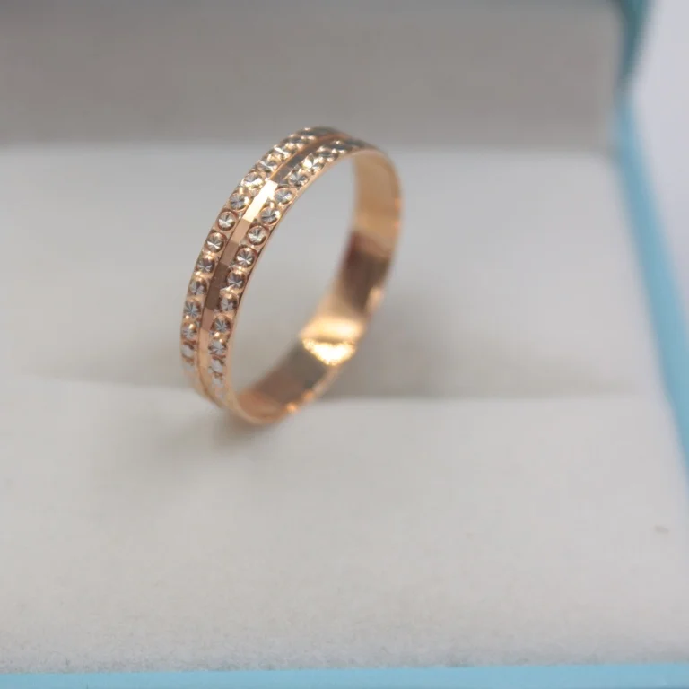 18K Rose Gold Настоящее 18 К кольцо из розового белого золота для женщин, двойное резное кольцо для монет, обручальное кольцо, рождественский подарок, 4mmW - Цвет камня: 18K Rose Gold