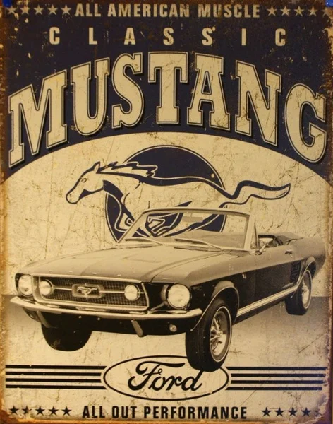 

All America Muscle Ford Classic Mustang Tin Sign 302 429 GT500 V8