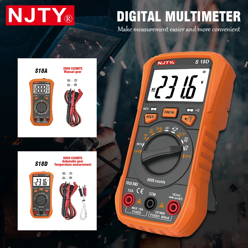 Интеллектуальный мультиметр NJTY 2000/6000 отсчетов измеритель напряжения