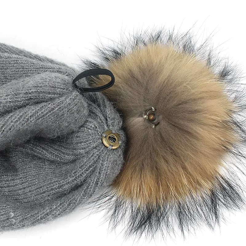 Зимний шарф для шеи шапочки шапка двойного использования с натуральным мехом