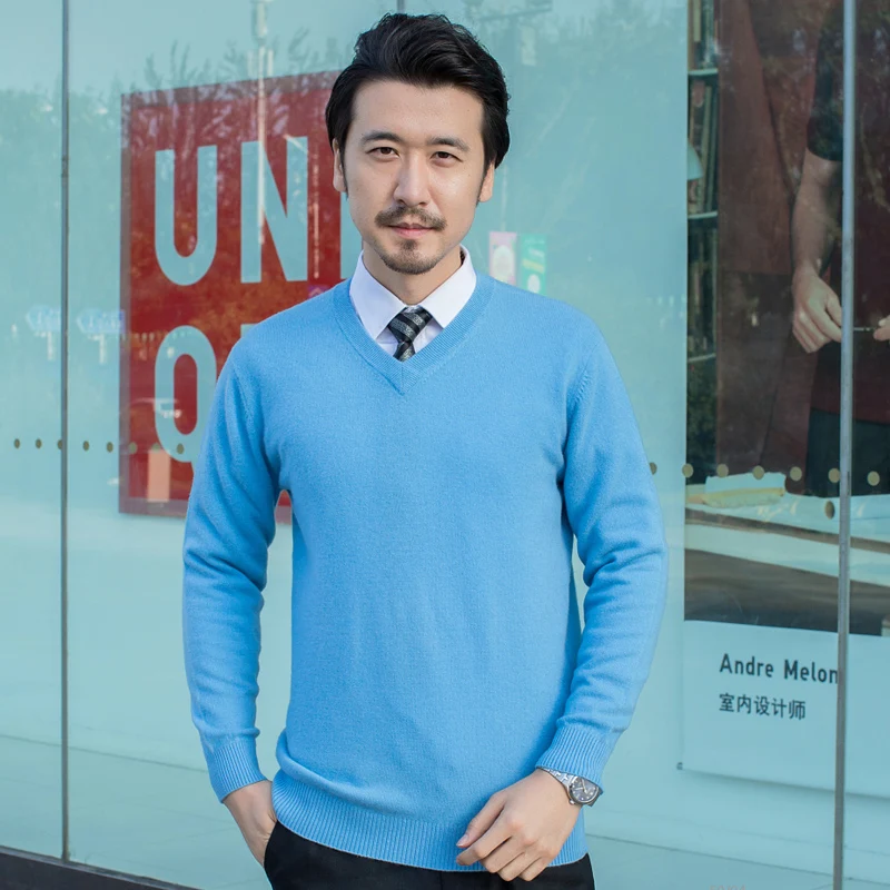 Smpevrg мужской свитер деловой Повседневный Мужской пуловер с длинным рукавом и v