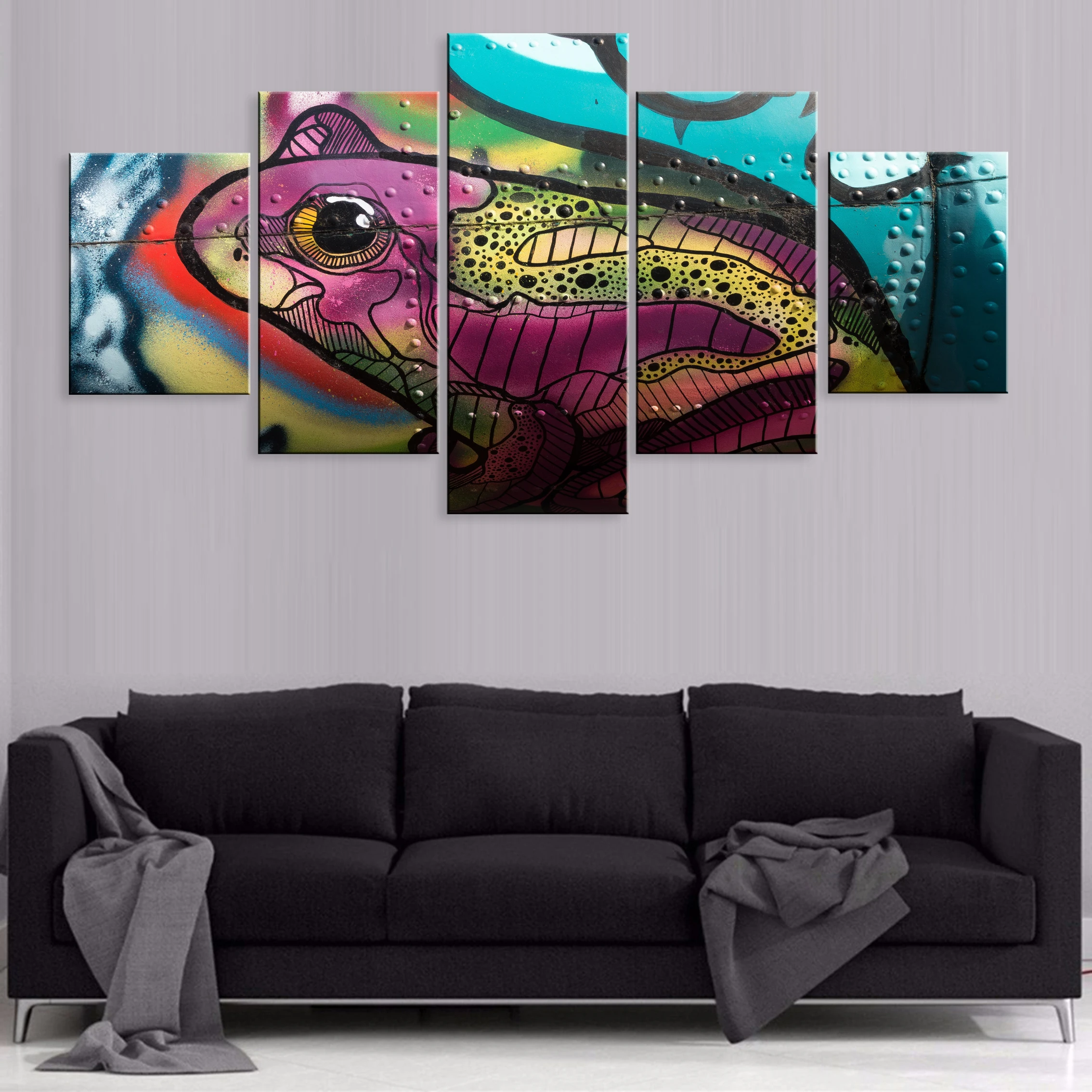 

Hd Landscape Modern 5 Pieces Poster Painting Canvas For Home Decor Framework Street Art Graffiti Abstract