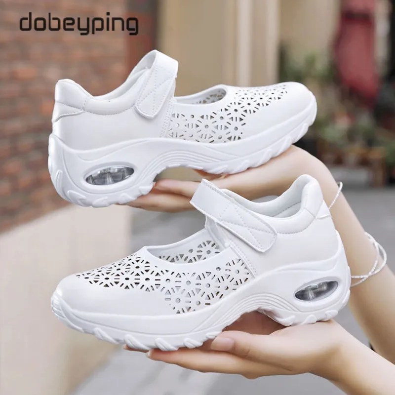 2020 New Wedges Women Casual Shoes Cut Out Woman Summer Dance Shoe Flat Platforms Female Sneakers Breathable Holes Women's Shoes