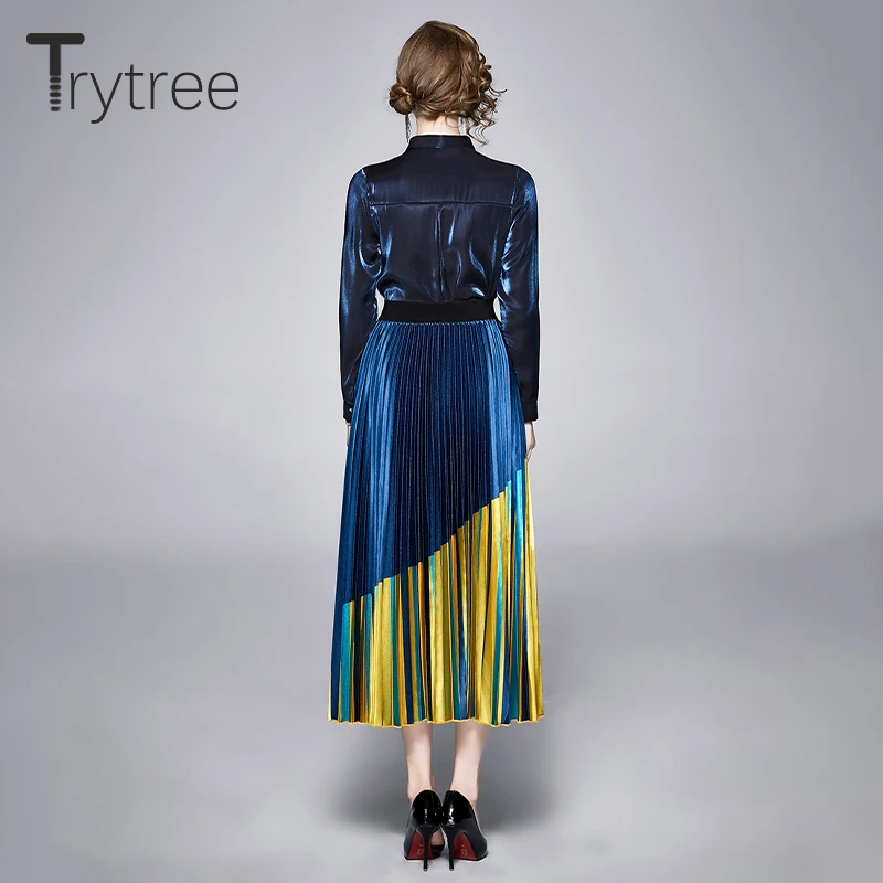 Женский винтажный комплект Trytree повседневный однотонный из двух предметов