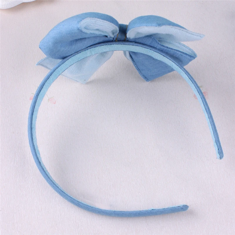 MeryYuer/модные синие джинсы повязка для волос с большим бантом ручная работа