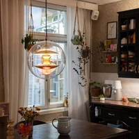 home decor modern clear glass ball led pendent light white sliver gold nordic design pendent lamp for bedroom dining room