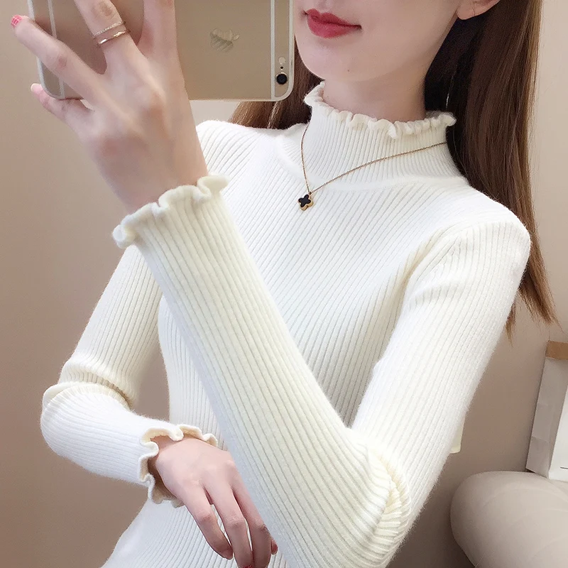 

Sweater 2021 new long-sleeved slim tight-fitting middle-neck sweater one