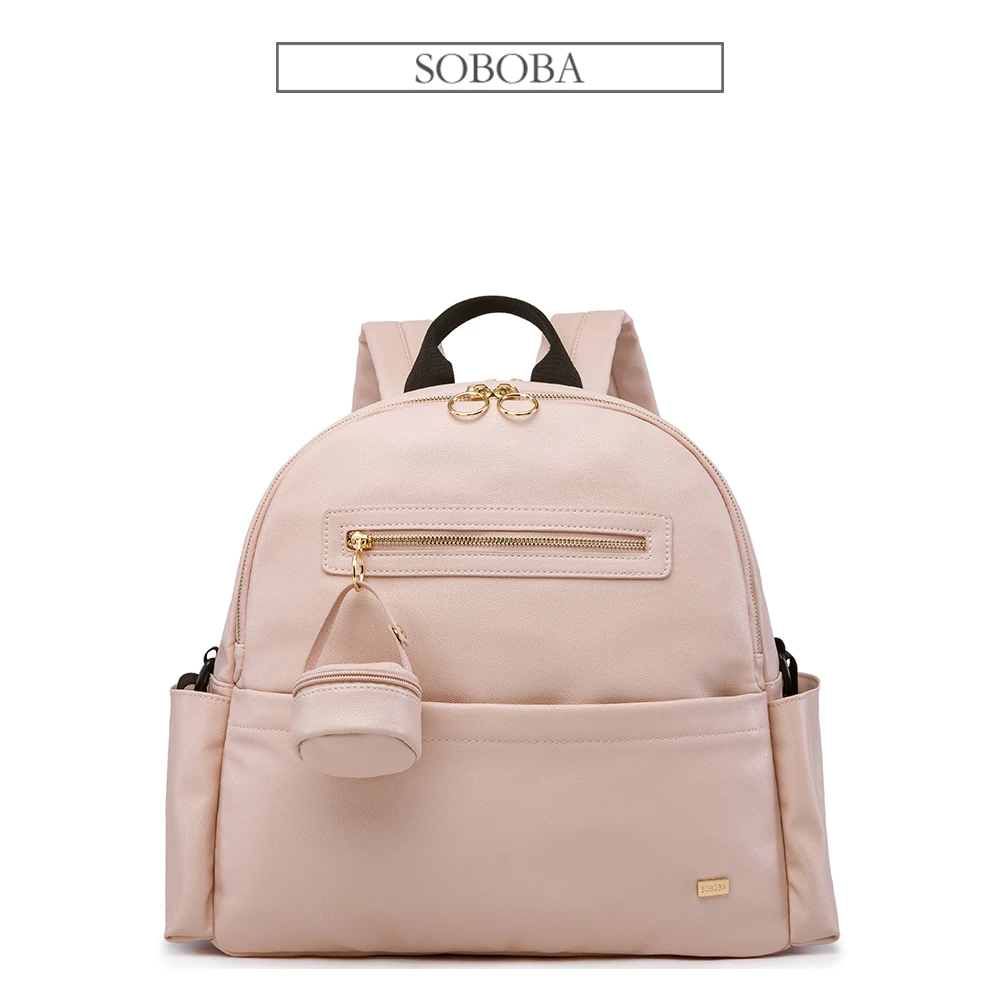 

Soboba New Pink Diaper Bag with Pacifier Bag Large Capacity Waterproof Travelling Nappy Changing Bag Stroller Bag for Newborn