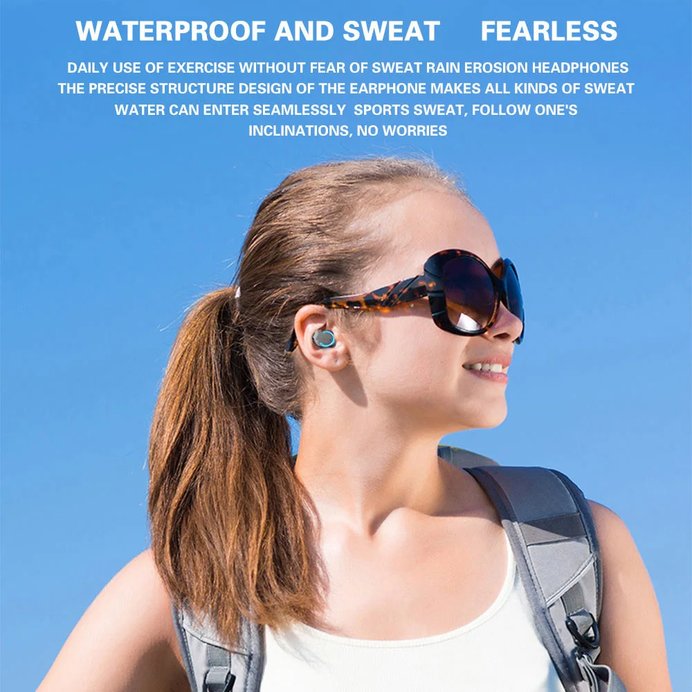Kowkaka Bluetooth V5.0 наушники беспроводные с микрофоном спортивные водонепроницаемые 2000