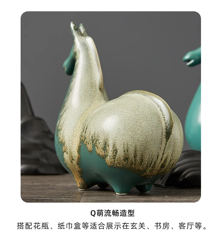 New Chinese Style Ornaments Antique Shelf Crafts Home Zen Wine Cabinet Pony Ornament Ceramic Horse | Дом и сад