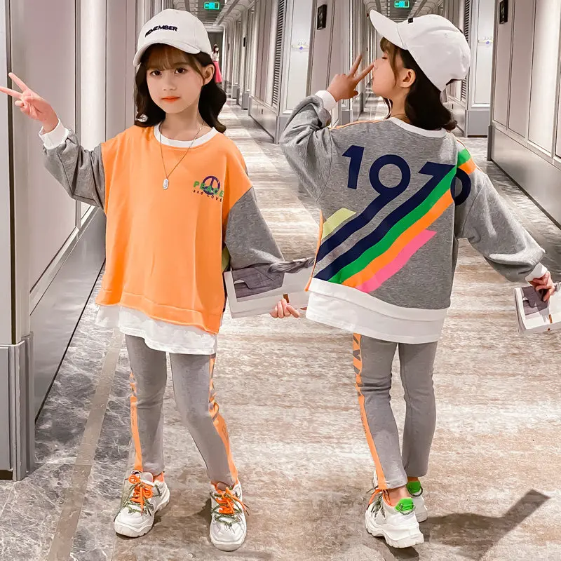 

Tracksuit Outfits Girls Clothes Sets 2020 Spring Autumn Kids Clothing Set Sweatshirt + Pants Two-piece Teenage Girls Sport Suits