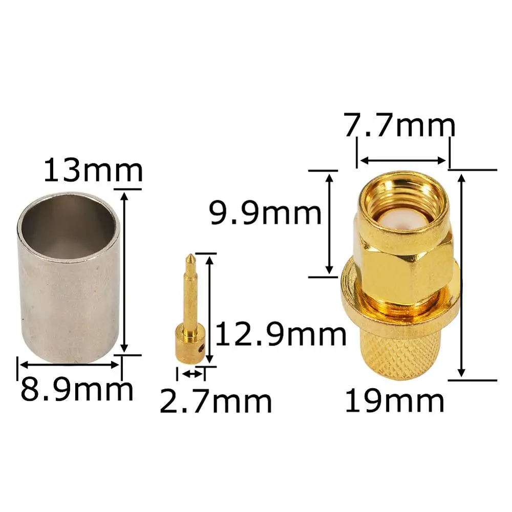 2 шт. SMA адаптер штекер обжимной позолоченный прямой разъем для кабеля RG6 RG5 LMR300 |