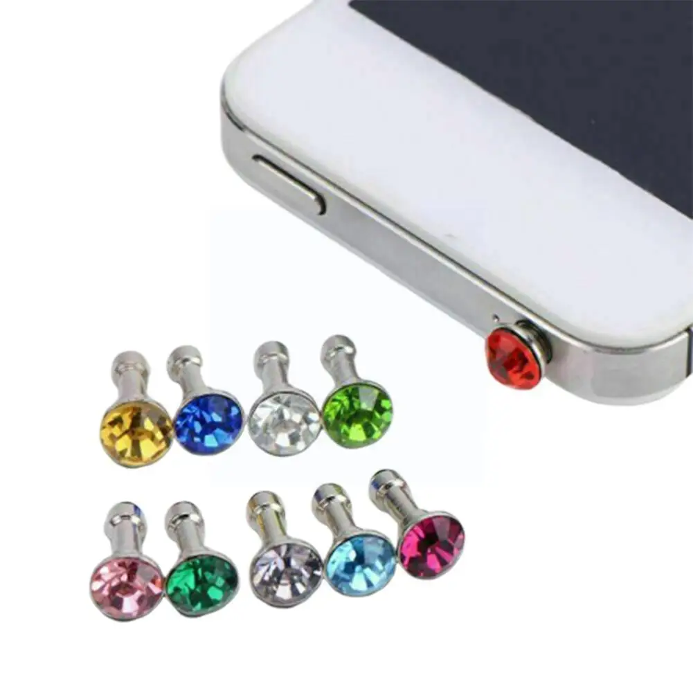 

Mobile phone universal rhinestone diamond dust plug ear 3.5mm wholesale stud earphone plug universal dust N9U4