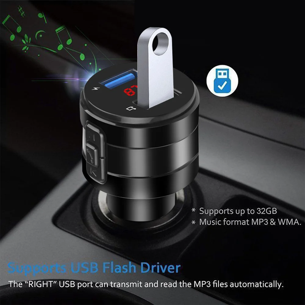 Автомобильный FM трансмиттер Bluetooth 5 0 MP3 плеер поддержка U диска зарядное