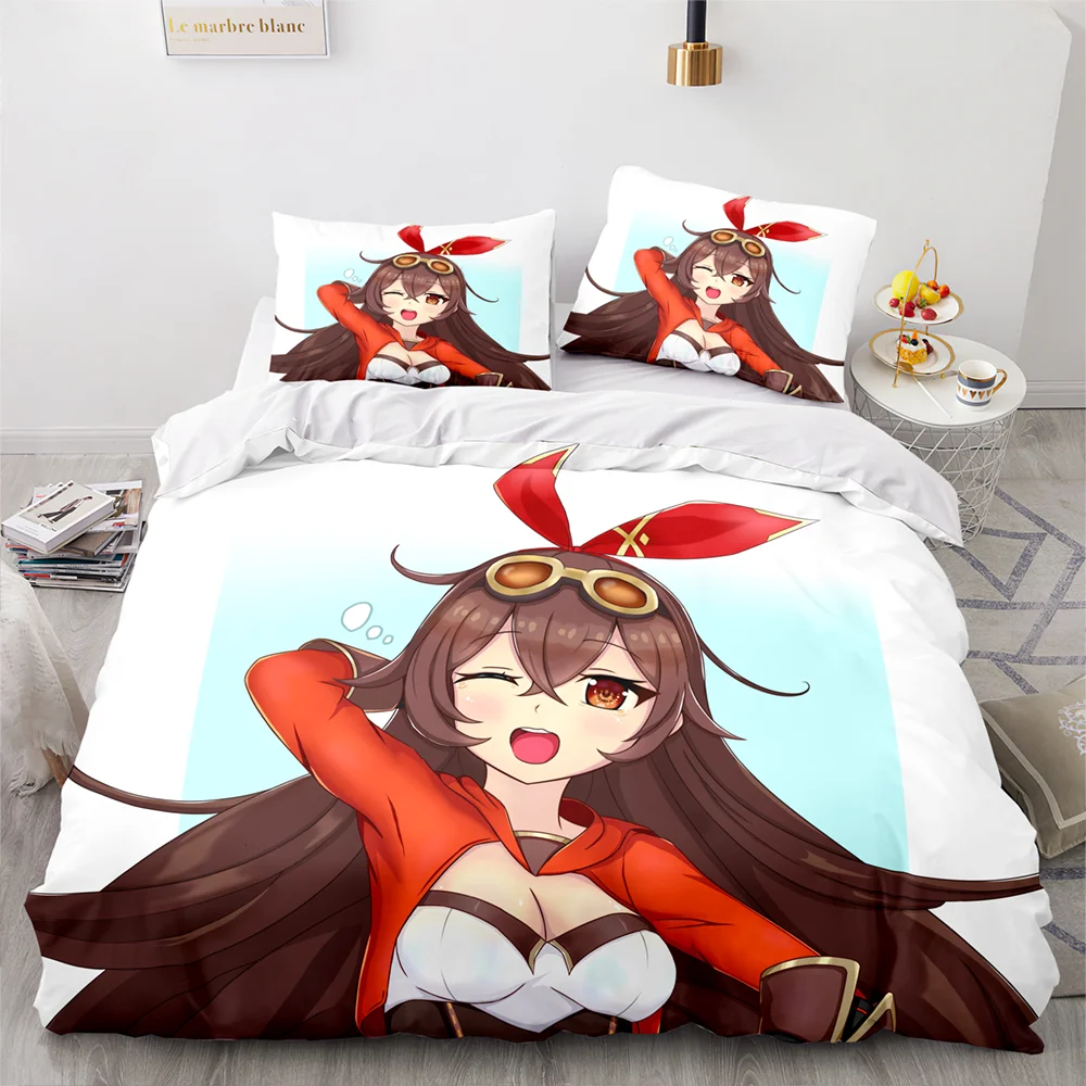 

Game Genshin Impact Amber Gorou Hu Tao Costume Duvet Cover Cartoon Bedding Sets Bed Set Quilt Comforter Covers Home Textiles