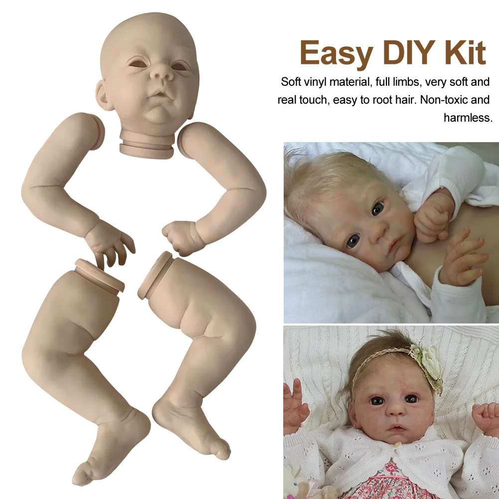 

21inch With Eyes Soft Vinyl Simulation Reborn Doll Kit Full Body Flexible Birthday Gift Home Realistic Non Toxic Real Touch