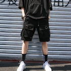 Мужские шорты с лентами, черные уличные шорты в стиле хип-хоп, повседневные шорты до колена в стиле панк с множеством карманов, Новинка лета 2021