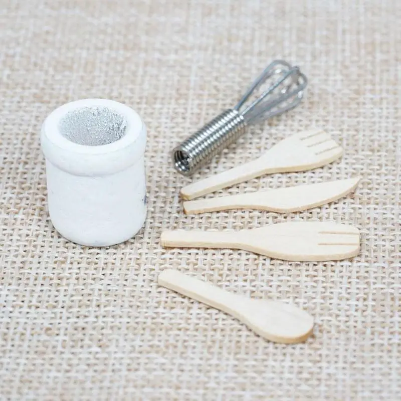 Simulation Metal Whisk Wood Knife And Fork Model Toy 1:12 Dollhouse Mini Kitchen Accessories Children Play House Set | Игрушки и хобби