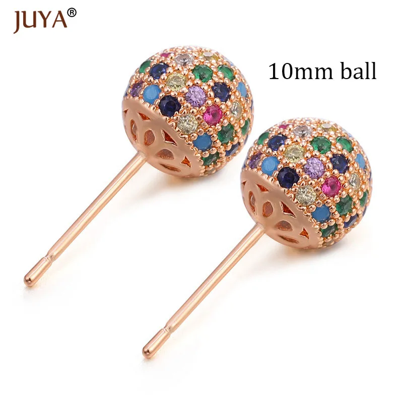 10mm ball rose gold Корейская мода милые круглые серьги-шарики в стиле диско Роскошные циркониевые стразы серьги-гвоздики для женщин девочек рождественские подарки - Окраска металла: 10mm ball rose gold