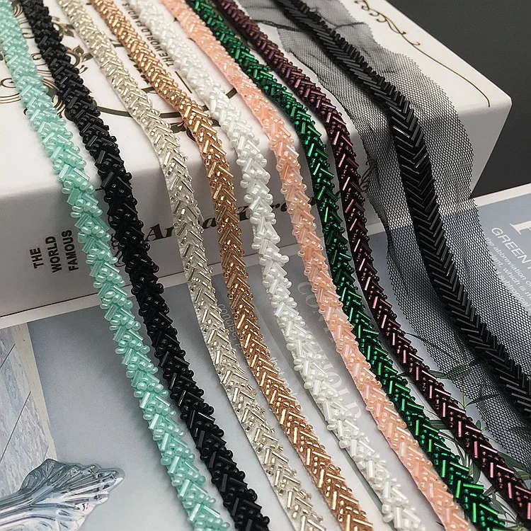 Лента из бисера с жемчугом Белый/цвет слоновой кости 8 мм для швейного украшения