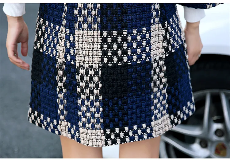 

2021 autumn and winter new product large size plaid thick coat mother wear woolen coat 30-40 years old mid-length ladies