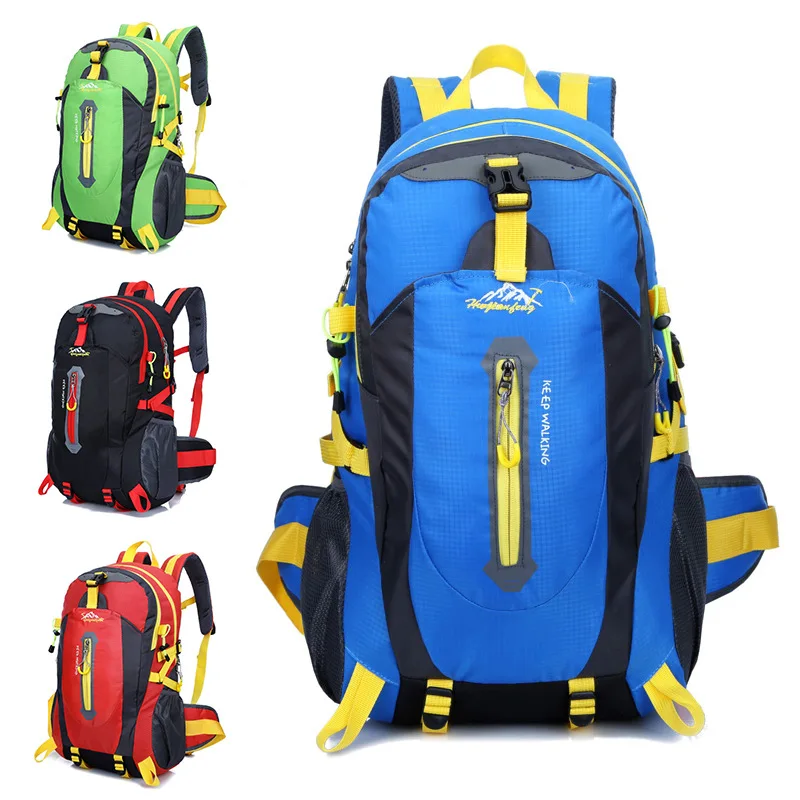 

Men's Hiking Backpack Leisure Large Capacity Nylon Waterproof Outdoor Camping Travel Bag Youth Multicolor Sports Bag Blue Black