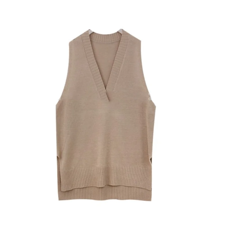 

Vest Sweater New V Neck Girls Pullover Autumn Winter Short Knitted Women Sweaters Sleeveless Warm Sweater Casual Oversize