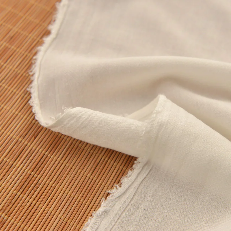 

Off White Washed Viscose Cotton Silk Zen Hanfu Shirt Robe Dress Pants Yoga Soft Fabric