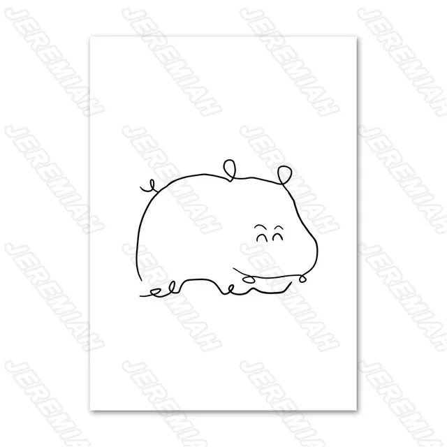 

Simple animal sheep elephant poster Nordic style wall art canvas print painting modern living room decoration