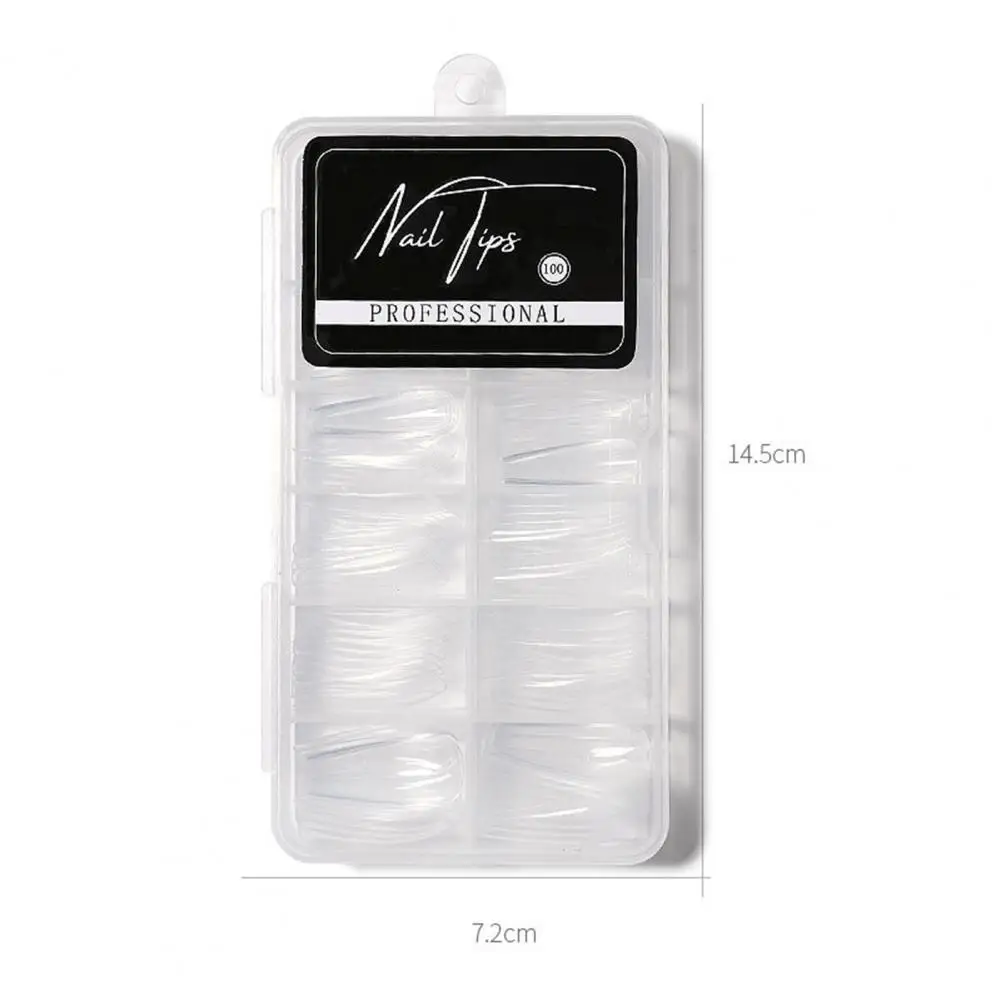 

100Pcs/Box False Nails Seamless Reusable Transparent Fake Fashion Nail Covers for Female