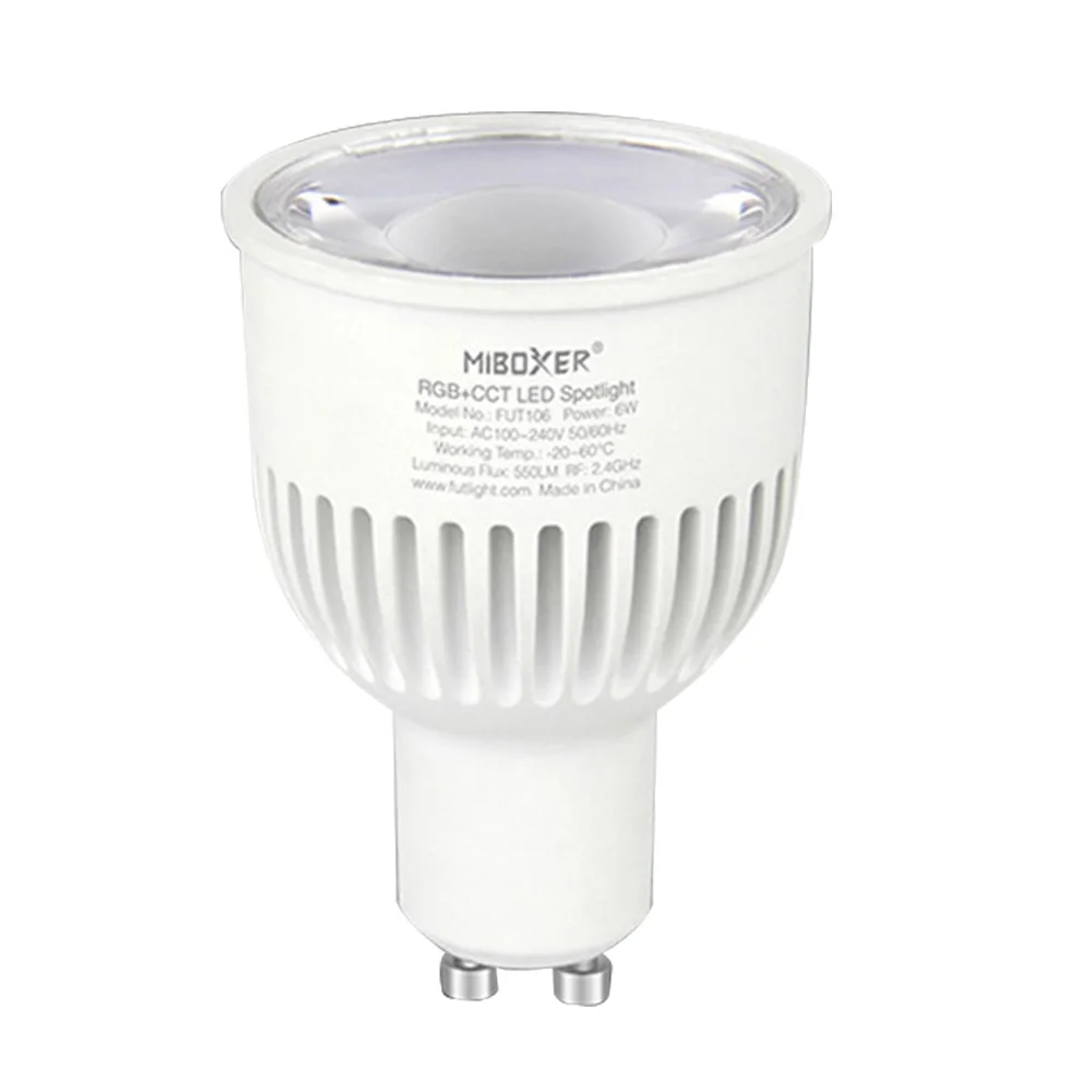 Miboxer FUT106 GU10 6W RGB+CCT LED Spotlight  Dimmable led Bulb lamp for Bedroom Restaurant Sitting room Cook room lighting