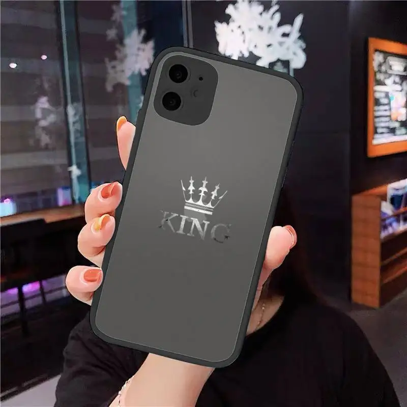 

Phone Case For iPhone 12 11 Mini Pro XR XS Max 7 8 Plus X luxury Crown Princess king Matte transparent cover