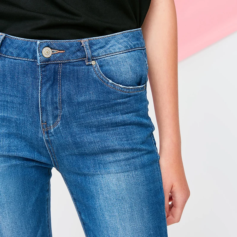 Vero Moda Новое поступление женские потертые манжеты закатывающиеся облегающие 96% хлопковые укороченные джинсы | 318349537
