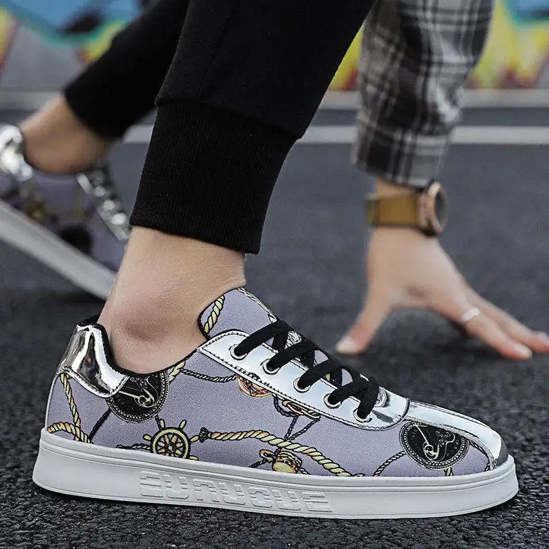 Летняя обувь с принтом Большие размеры Брендовая мужская повседневная на