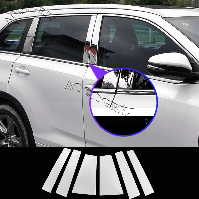 

For Toyota Highlander 2015-2019 Chrome Stainless Steel Car Window Center B,C Pillar Moulding Trim Car Styling Accessories
