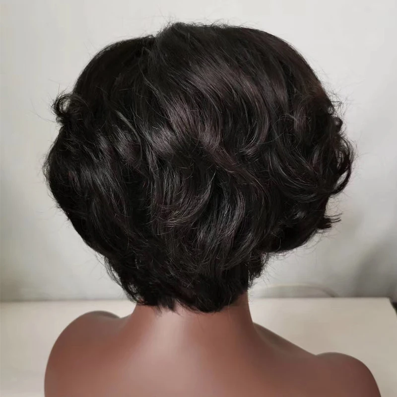 

DreamDiana Brazilian Short Wavy Lace Front Wigs 150 Density Glueless 13x4 Front Lace Wig 8" Bob Wave 100% Remy Human Hair Wigs