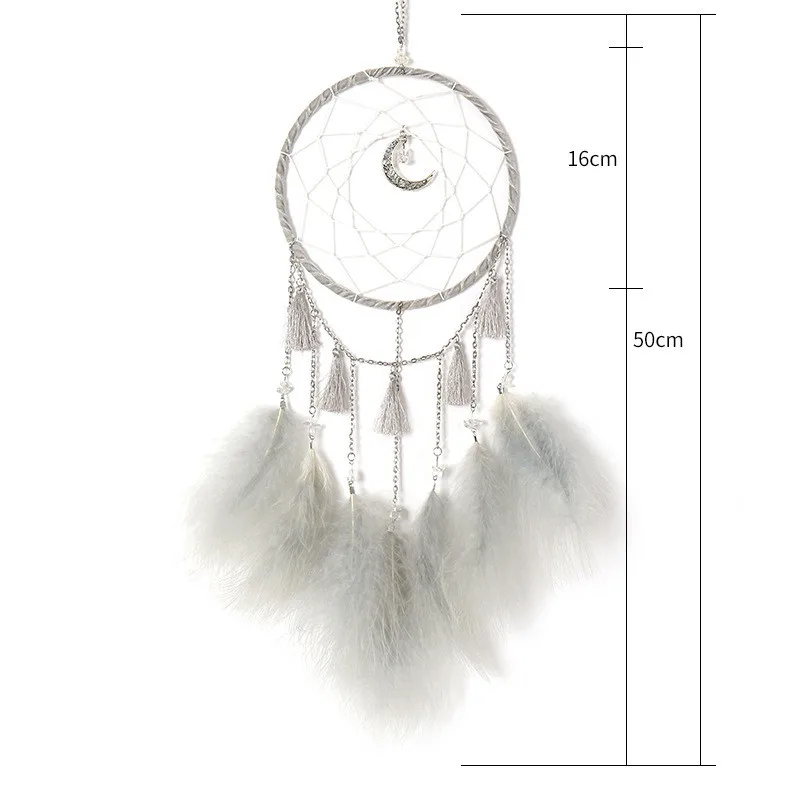 

Creative Moon Tassel Dream Catcher with LED Light Luminous Dreamcatcher Nordic Handmade Wind Chimes Kids Room Gift Wall Decor