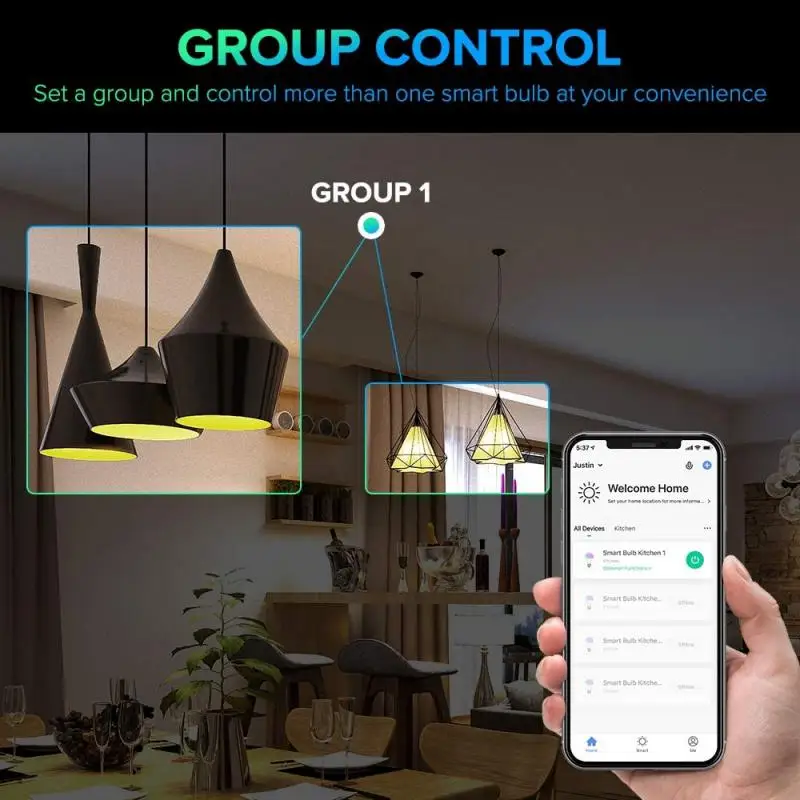 

Wifi Smart Light Bulb Voice Control Bulb RGB Multicolor LED Smart Light Bulbs 6W E14 Remote Control Via Alexa Google Home App