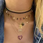 Розовое золото цвет Модные женские ювелирные изделия микро проложить красный фианит в форме сердца сглаза ожерелье