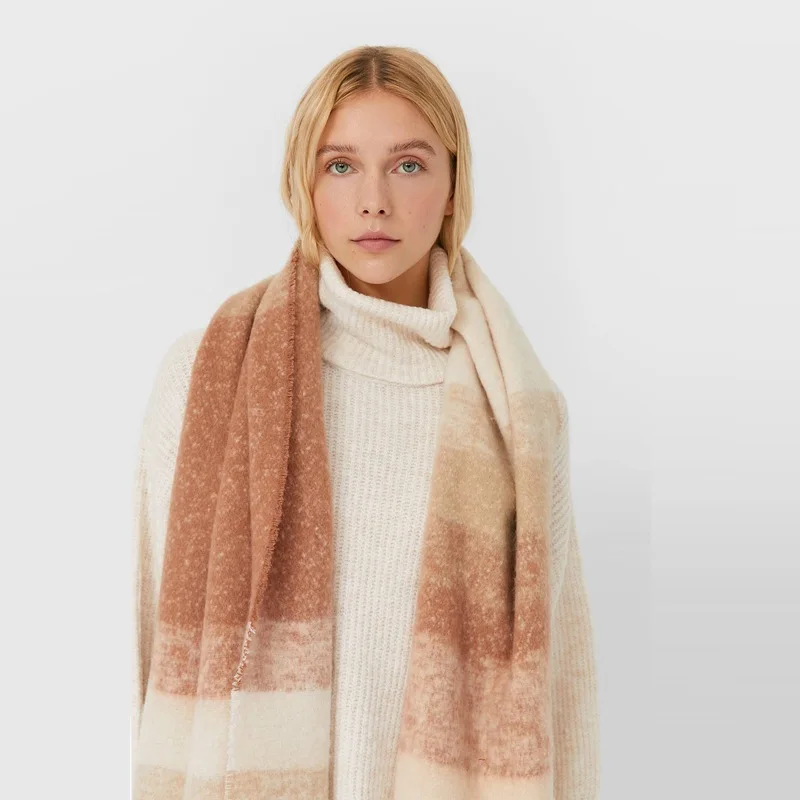 

Europe winter 2020 STR same stripe gradient color long women's scarves ins style thickened and warm long double-use outer shawl